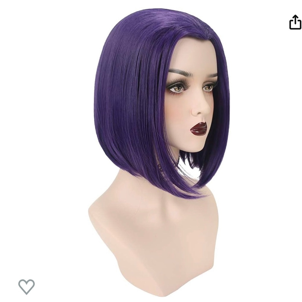 Superhero Purple Short Straight Wig with Widow's Peak Party Anime Wig Cosplay